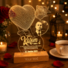RoseVow personalized acrylic LED photo lamp with rose, heart balloon, name and warm romantic light
