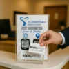Porte-cartes acrylique avec double QR code