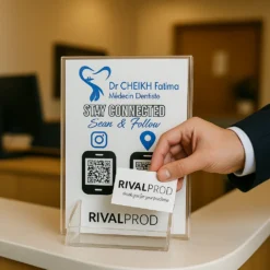 Porte-cartes acrylique avec double QR code