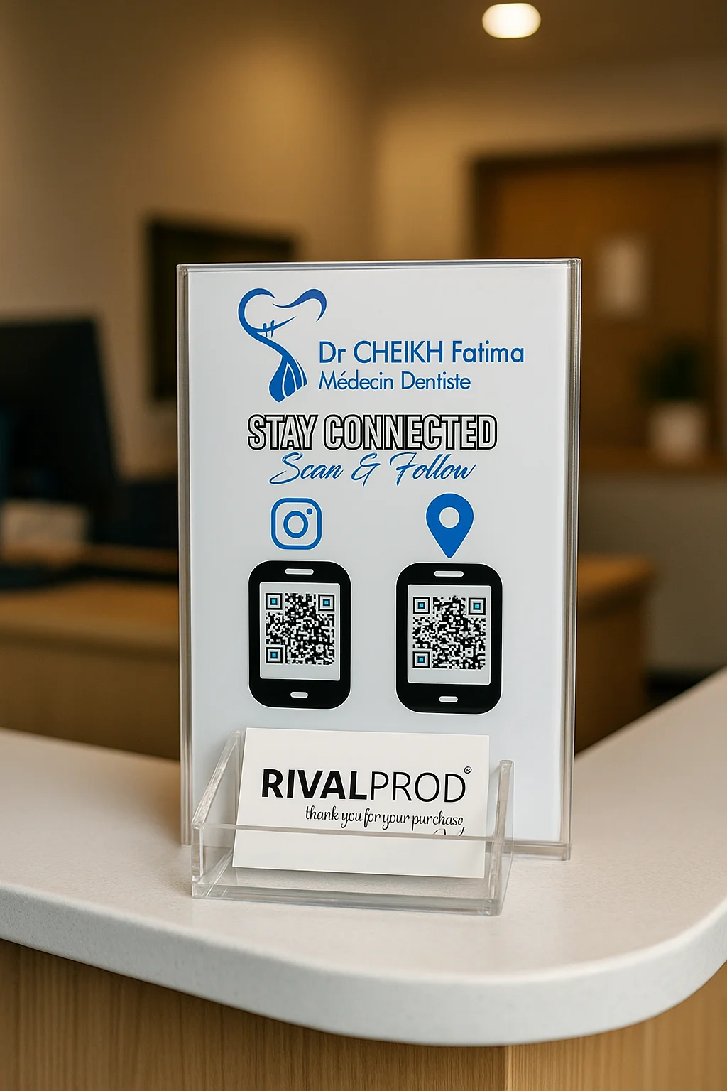 حامل بطاقات عمل أكريليك مع رمزي QR - الصورة 3