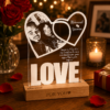 LoveNest personalized acrylic LED couple photo lamp with connected hearts and romantic warm light